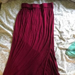 Long wine red skirt